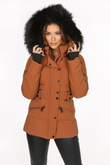 Camel Fitted Puffer Jacket