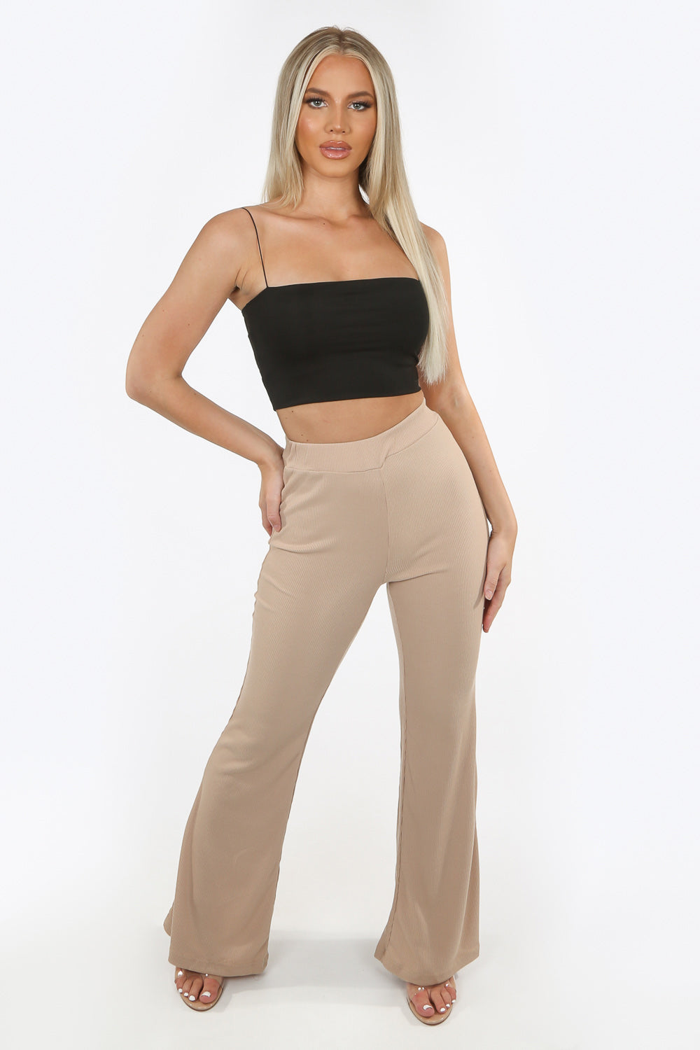 Hollister flare corduroy trousers in tan | ASOS