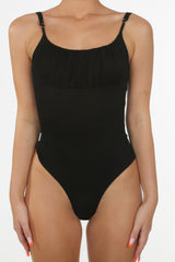 Basic Black Ruched Bodysuit