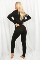 Black Ruched Front knitted Set