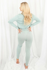 Pastel Mint Ruched Front knitted Set