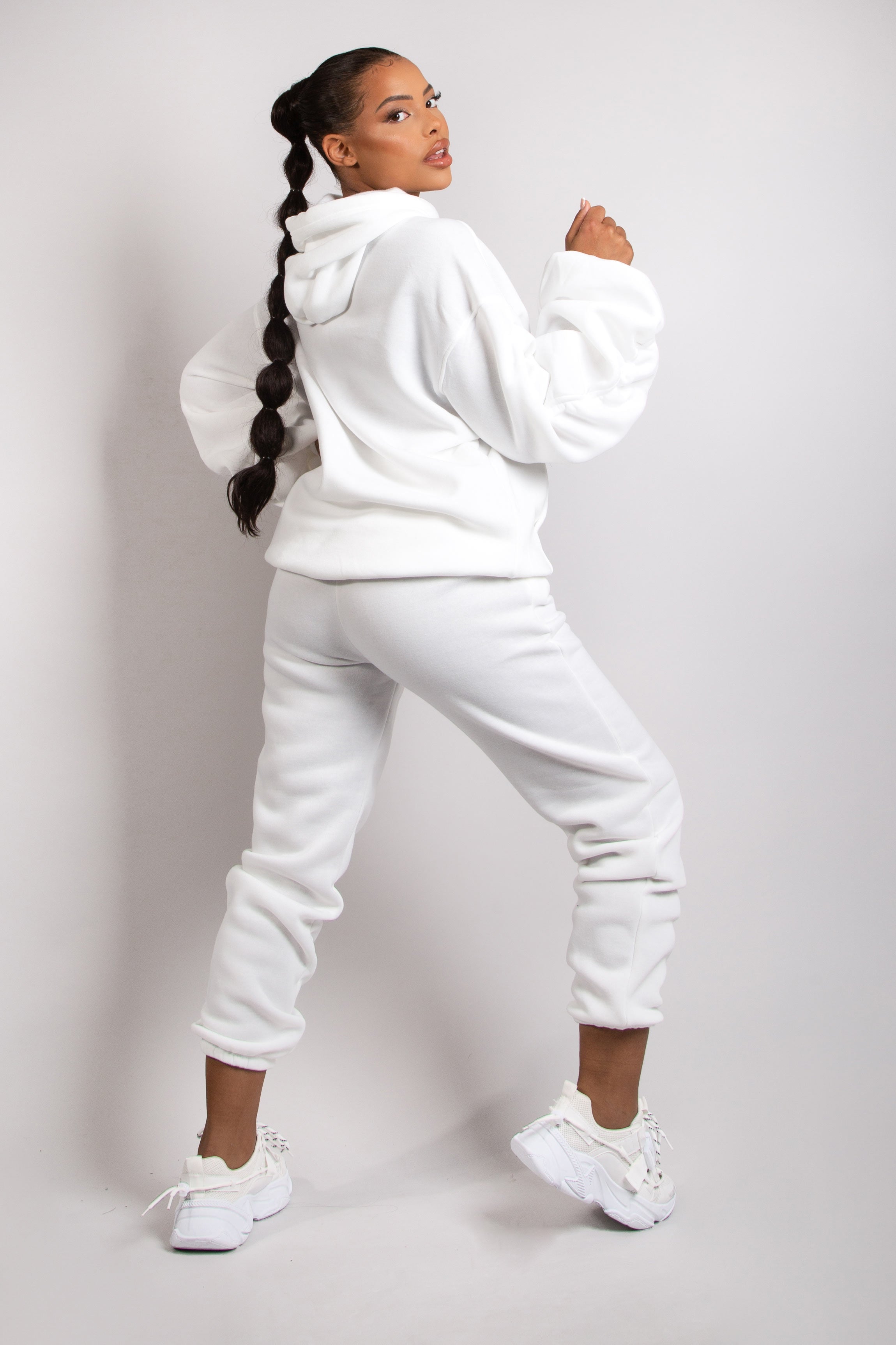White Ruched Sleeve Loungewear Set