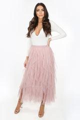 Blush Pink Draped Tulle Skirt
