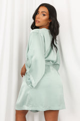 Mint Belted Satin Robe