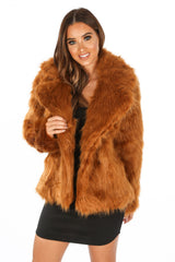 Rust Luxe Faux Fur Coat