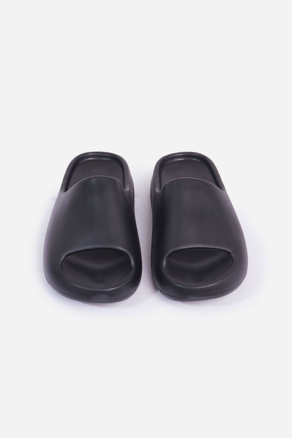 Black Rubber Ribbed Sole Sliders