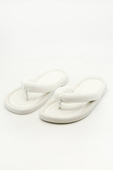 White Pu Padded Thong mule Sandals