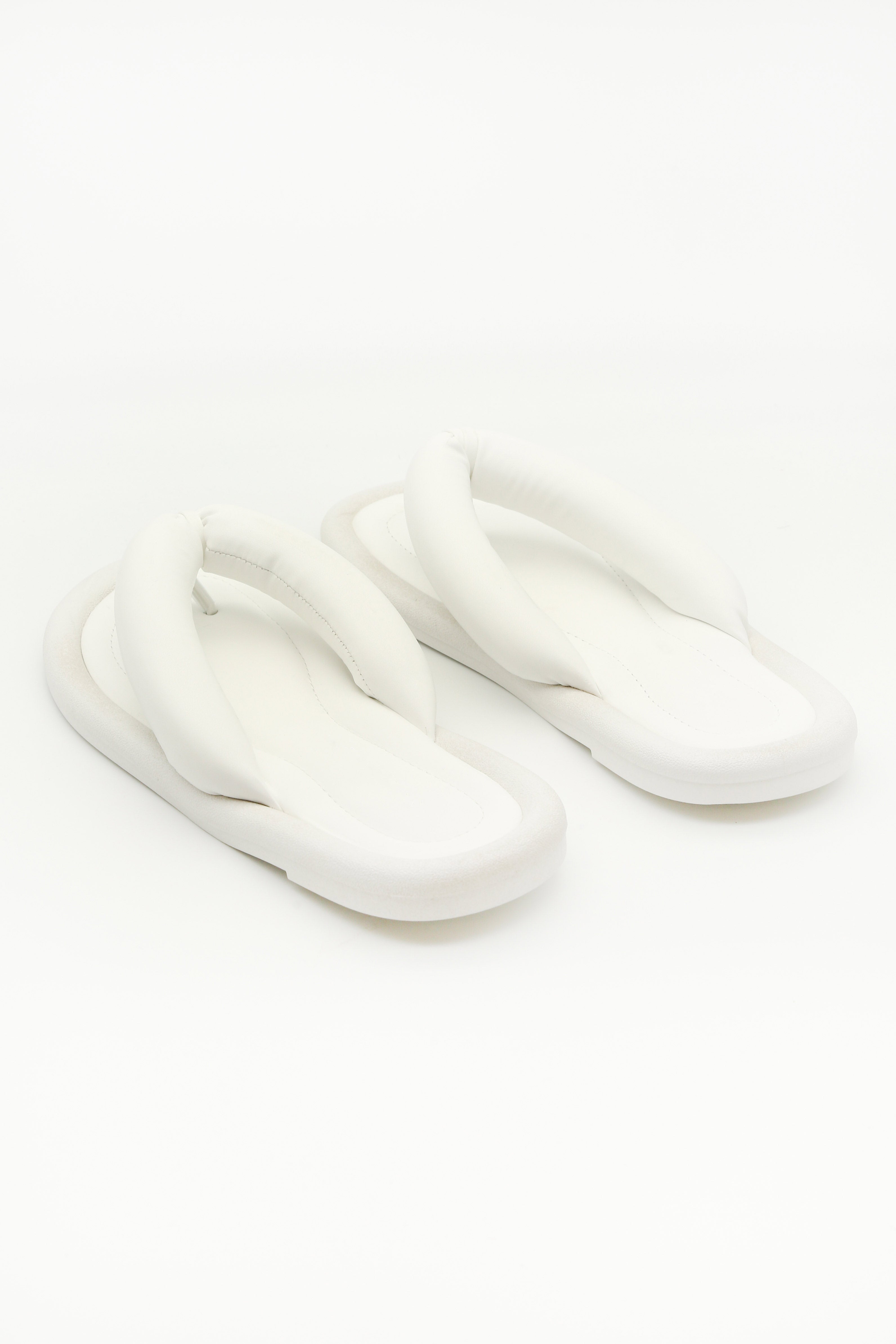 White Pu Padded Thong mule Sandals