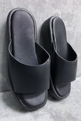 Black Padded Chunky Flatform Sandals