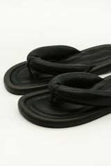 Black Pu Padded Thong mule Sandals
