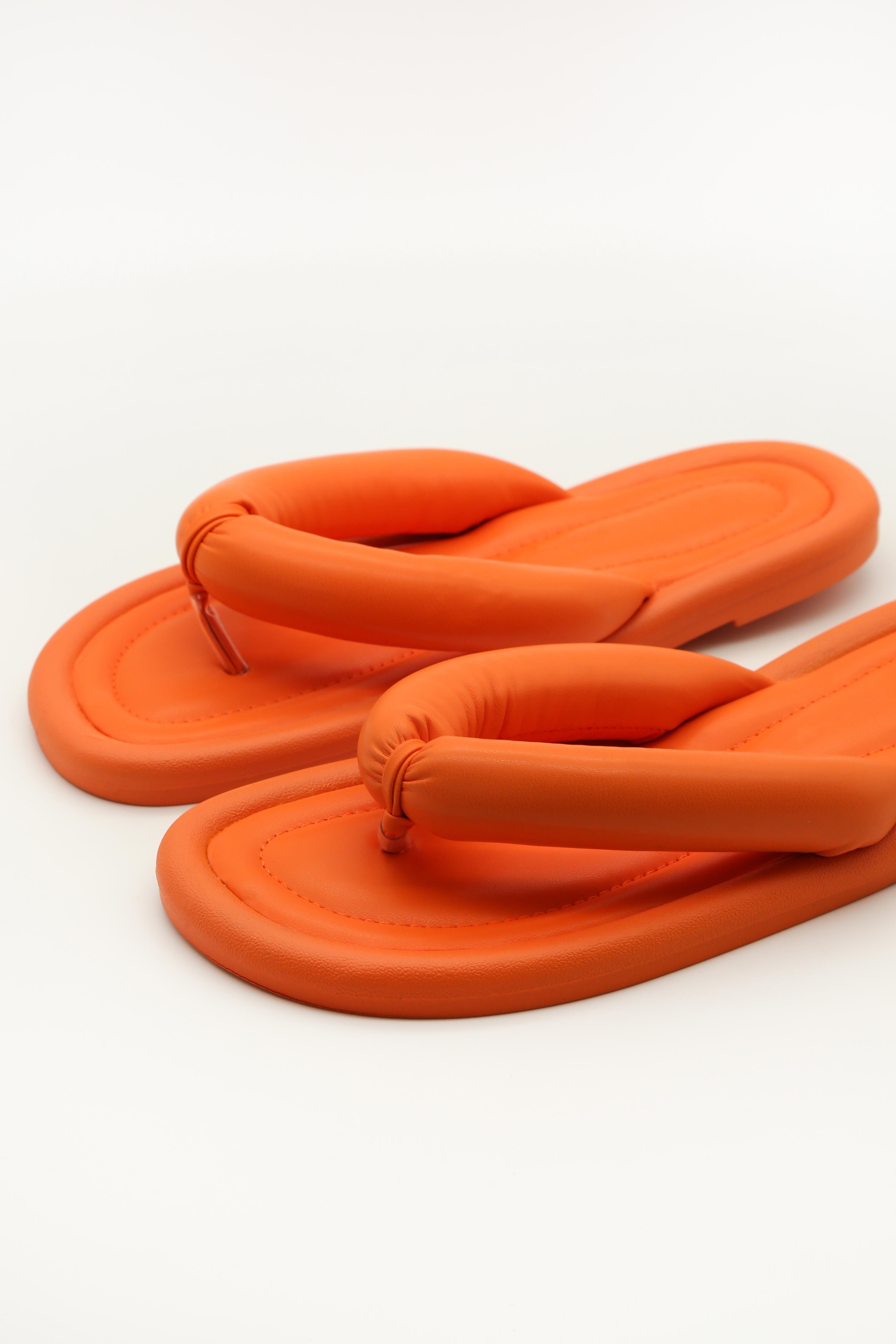 Orange Pu Padded Thong mule Sandals