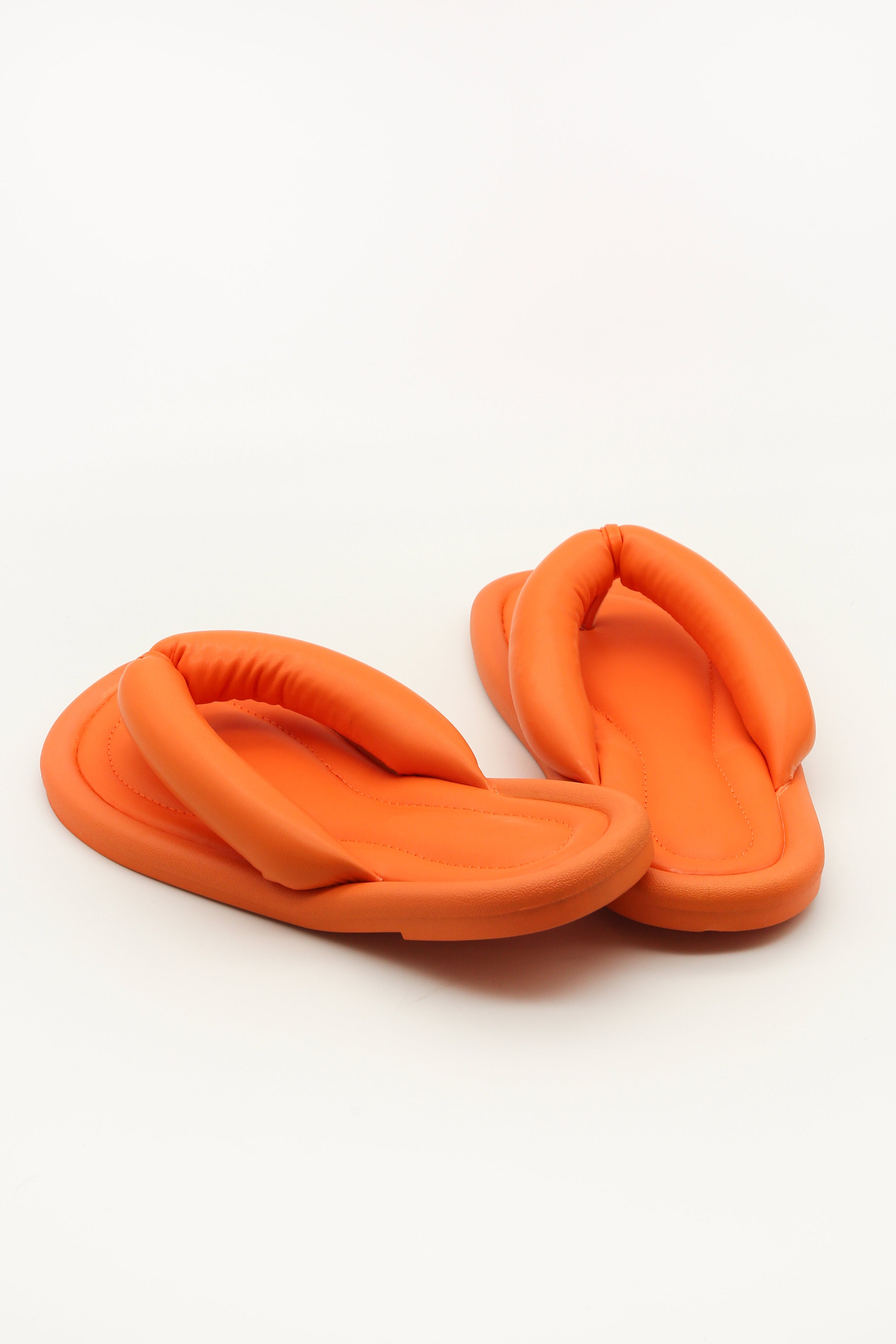 Orange Pu Padded Thong mule Sandals