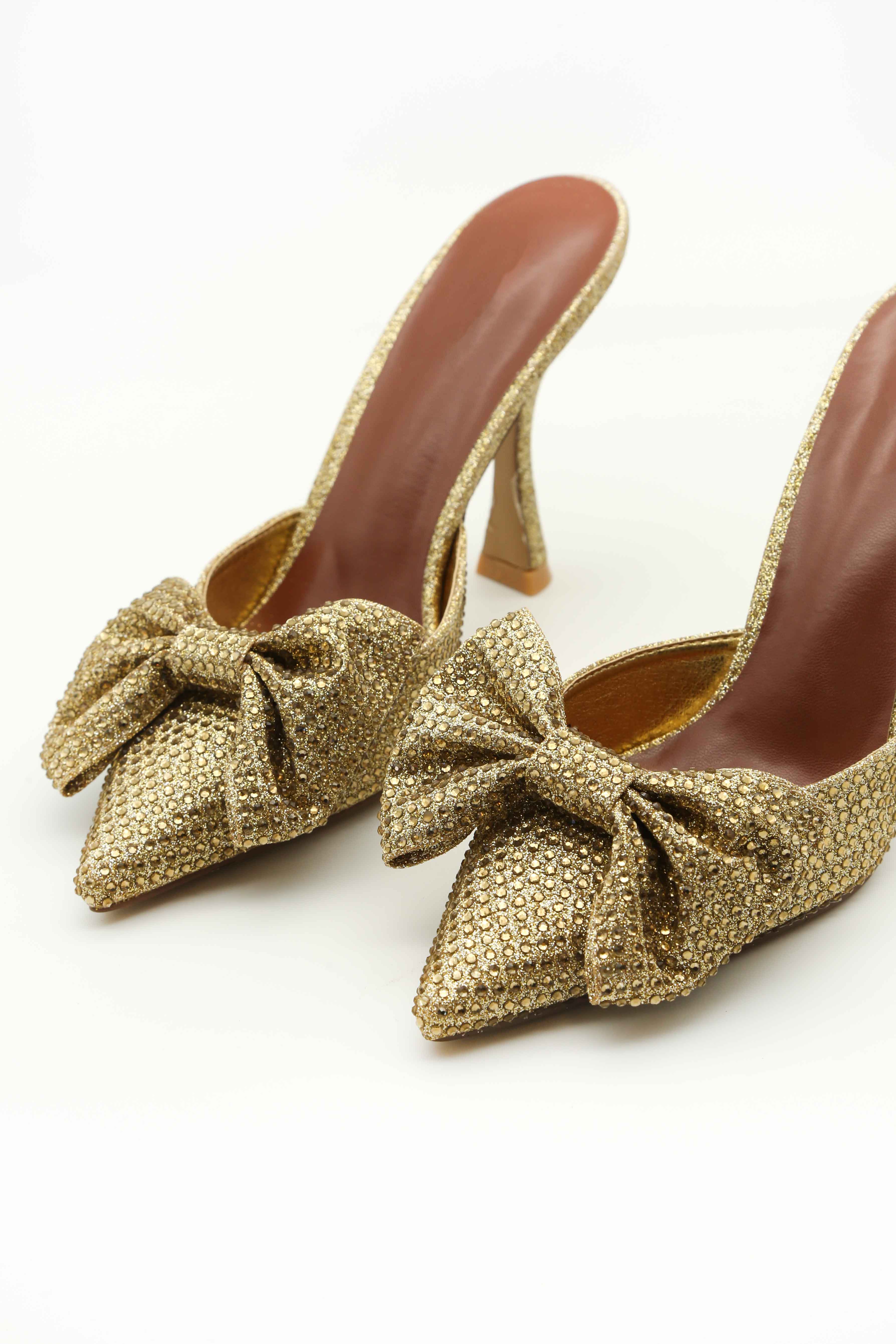 Gold Diamante Bow Cake Stand Heels