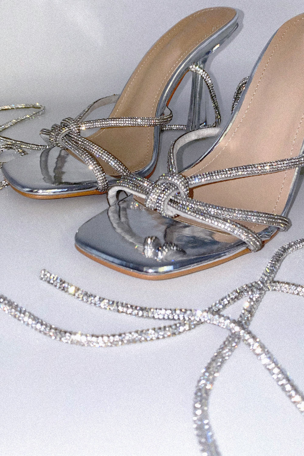 Silver Diamante Heels: Valerie Platform | SilkFred US