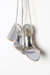 Silver Sparkle Platform Heeled Sandals
