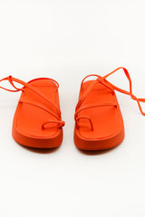 Orange Loop Toe Strappy Sandals