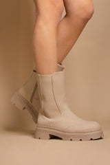 Stone PU Chelsea Ankle Boots