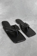 Black Quilted Toe Post Flip Flop