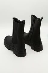 Black Chunky Side Zip Ankle Boots