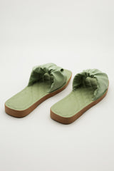 Pastel Green Ruched Sliders
