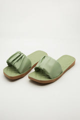 Pastel Green Ruched Sliders