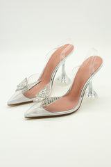 Silver Crystal-Embellished Court Heels