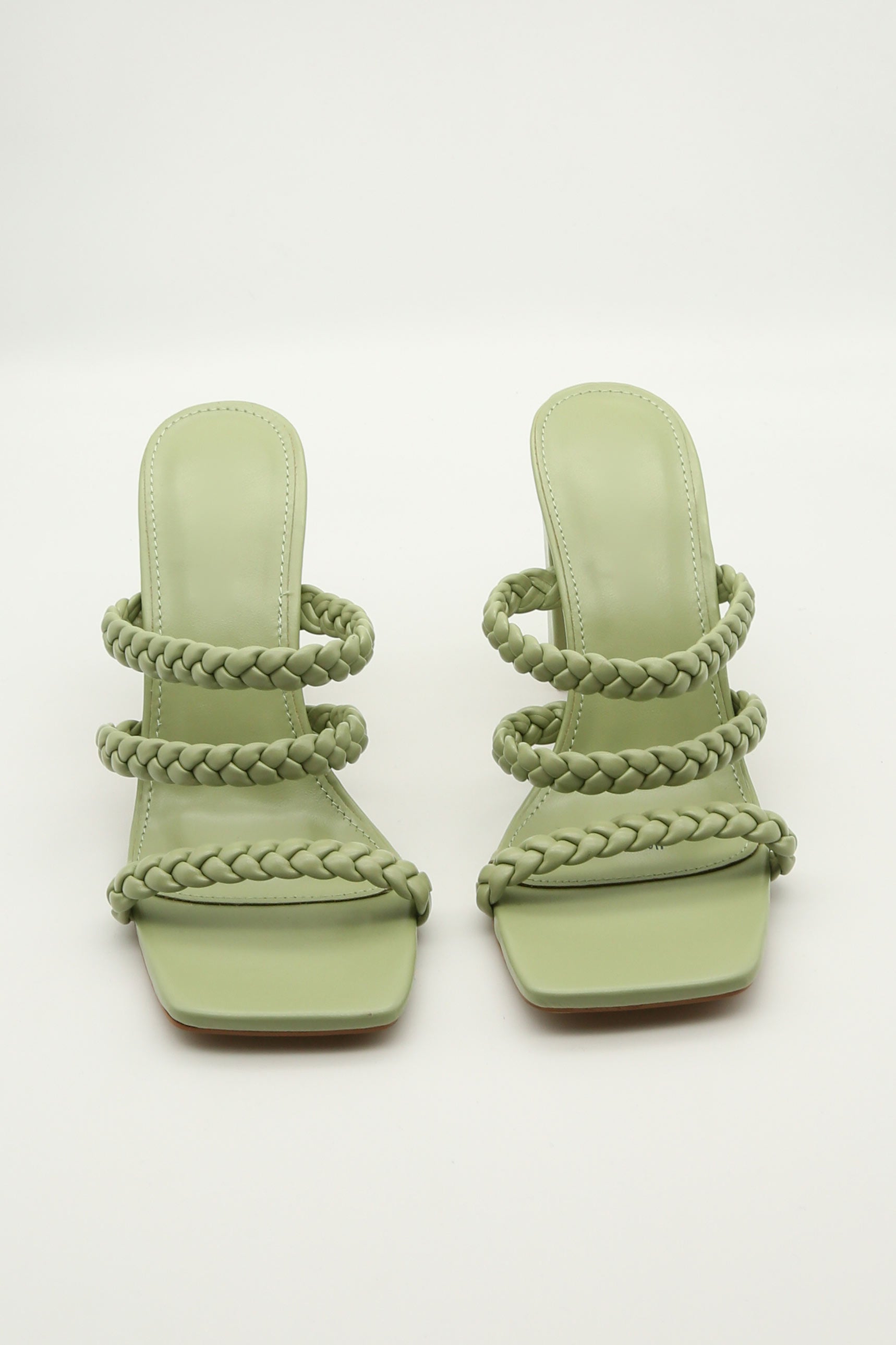 Lime Green Plated Block Heeled Mules