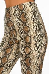 Split Snake Print Flare Trousers