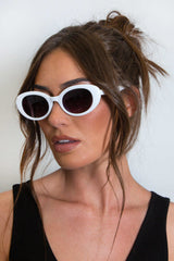 Retro White Sunglasses With UV Protection
