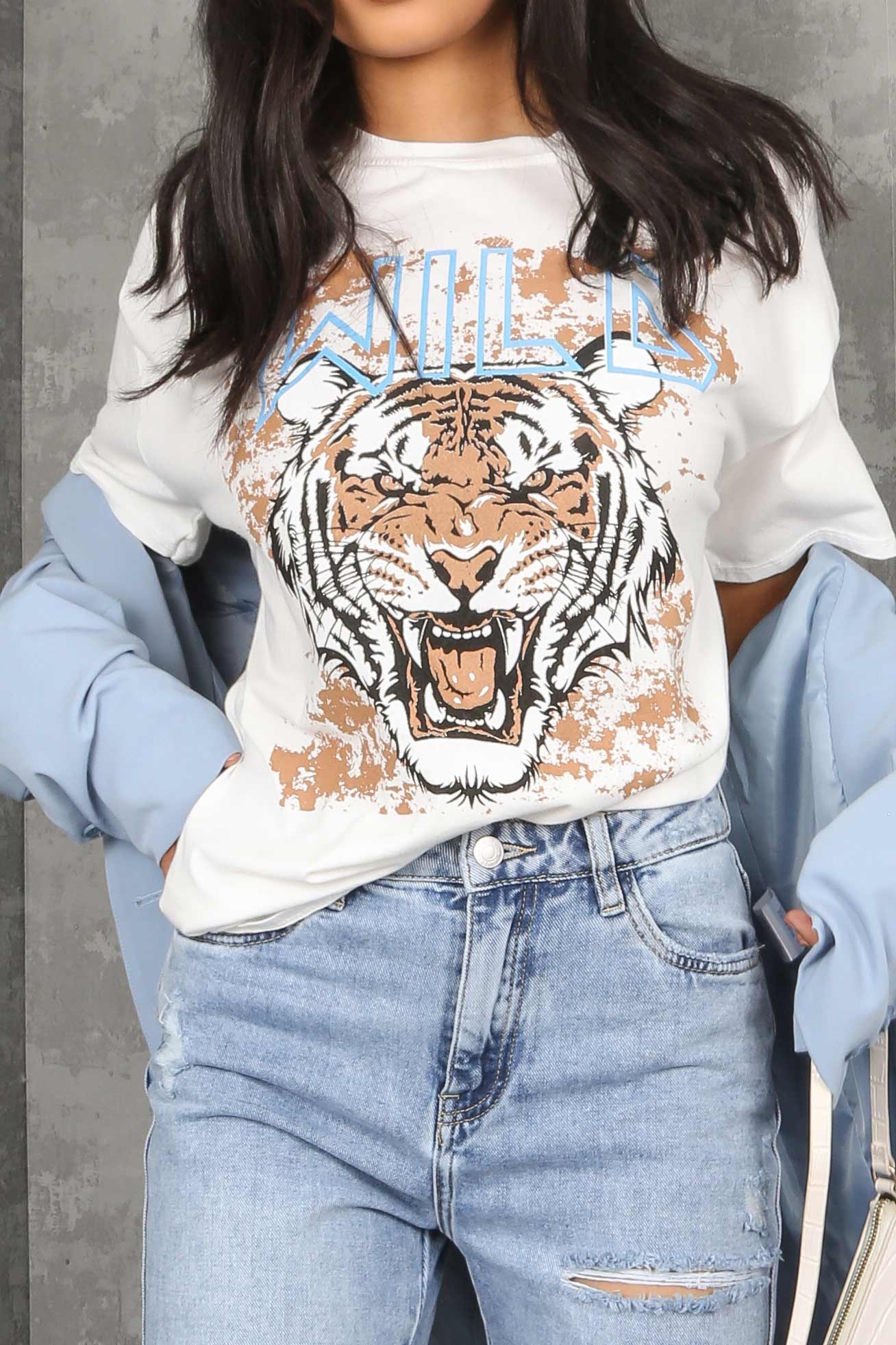White 'Go Wild' Print T-Shirt