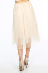 Cream Bridal Pleated Lace Tulle Skirt