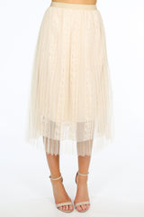 Cream Bridal Pleated Lace Tulle Skirt