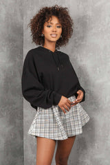 Black Tweed Pocket Ruffle Shorts