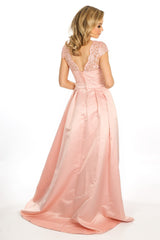Pink Bridal Satin Embroidered Maxi Dress