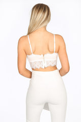 White Contrast Lace Crop Top
