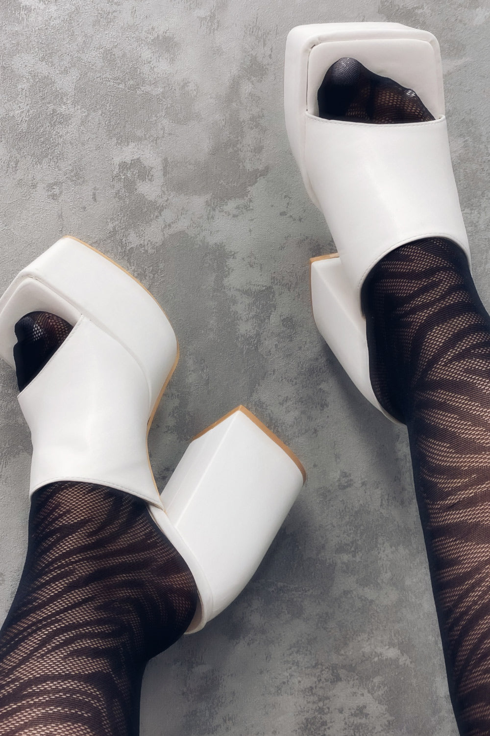 White Open Toe Platform Heel