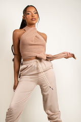Taupe Knitted Multi Way Wrap Top