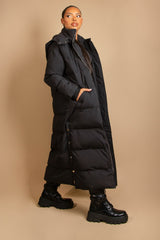 Black Hooded Longline Coat