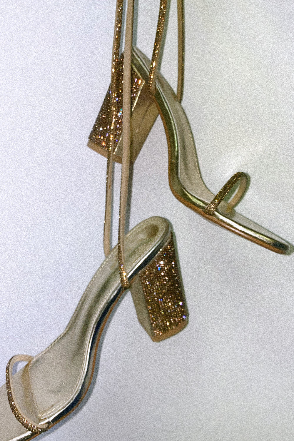 Gold Sparkle Platform Heeled Sandals