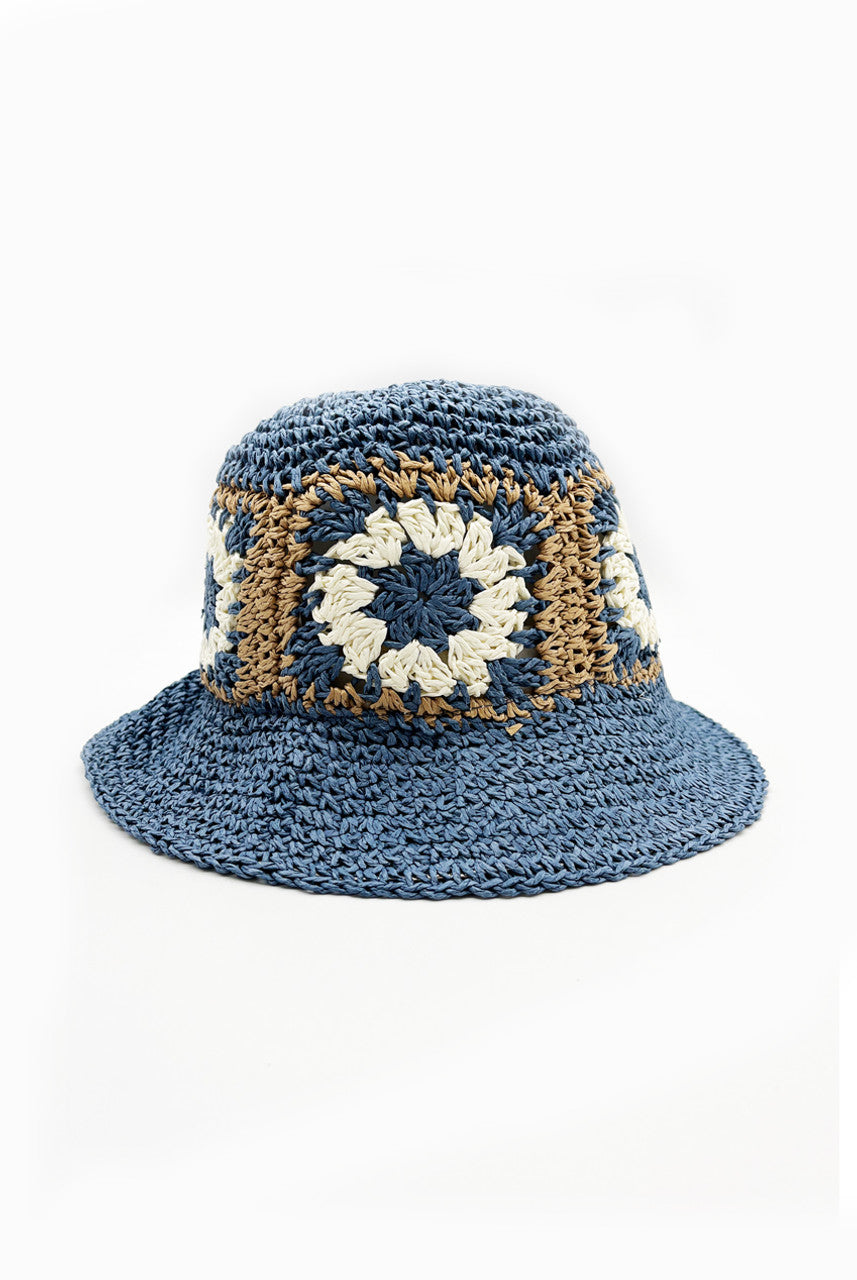 Blue Daisy Crochet Bucket Hat