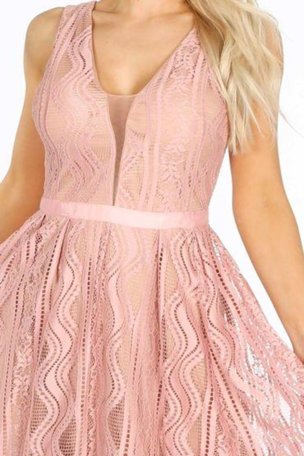 Bridal Contrast Lace Maxi Dress In Pink