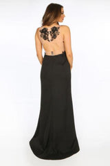 Black Bandeau Maxi Dress With Chiffon Applique Over-lay