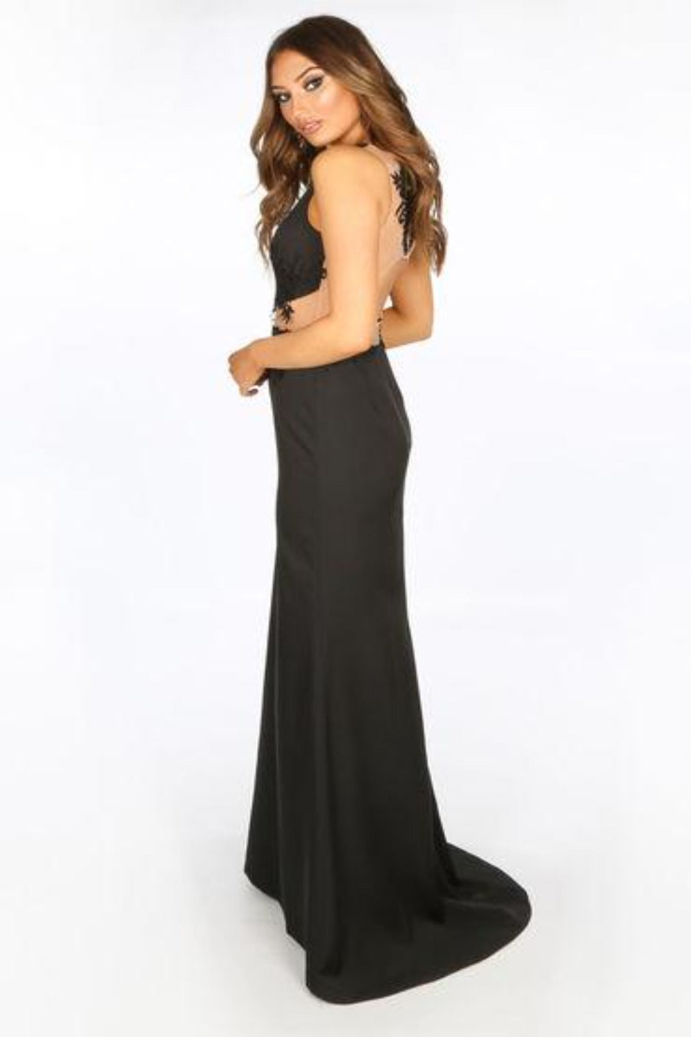Black Bandeau Maxi Dress With Chiffon Applique Over-lay