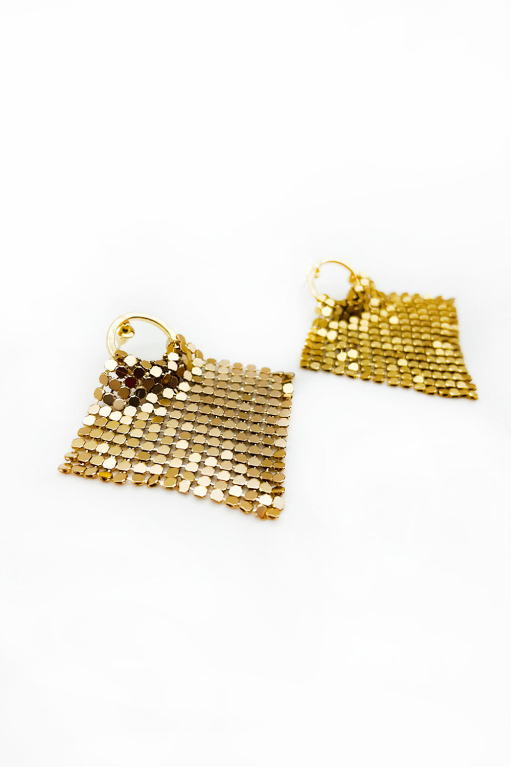 Gold Chainmail Tassel Long Drop Dangle Earrings