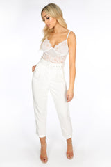 White Fishnet & Contrast Lace Bodysuit