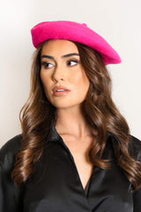 Fuchsia Wool French Beret Ladie's Hat