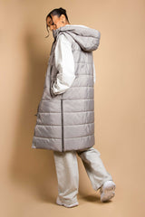 Grey Puffer Gilet With Side Zip