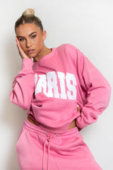 Paris Slogan Pink Sweatshirt