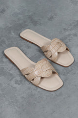 Beige Criss-Cross Flat Sandals