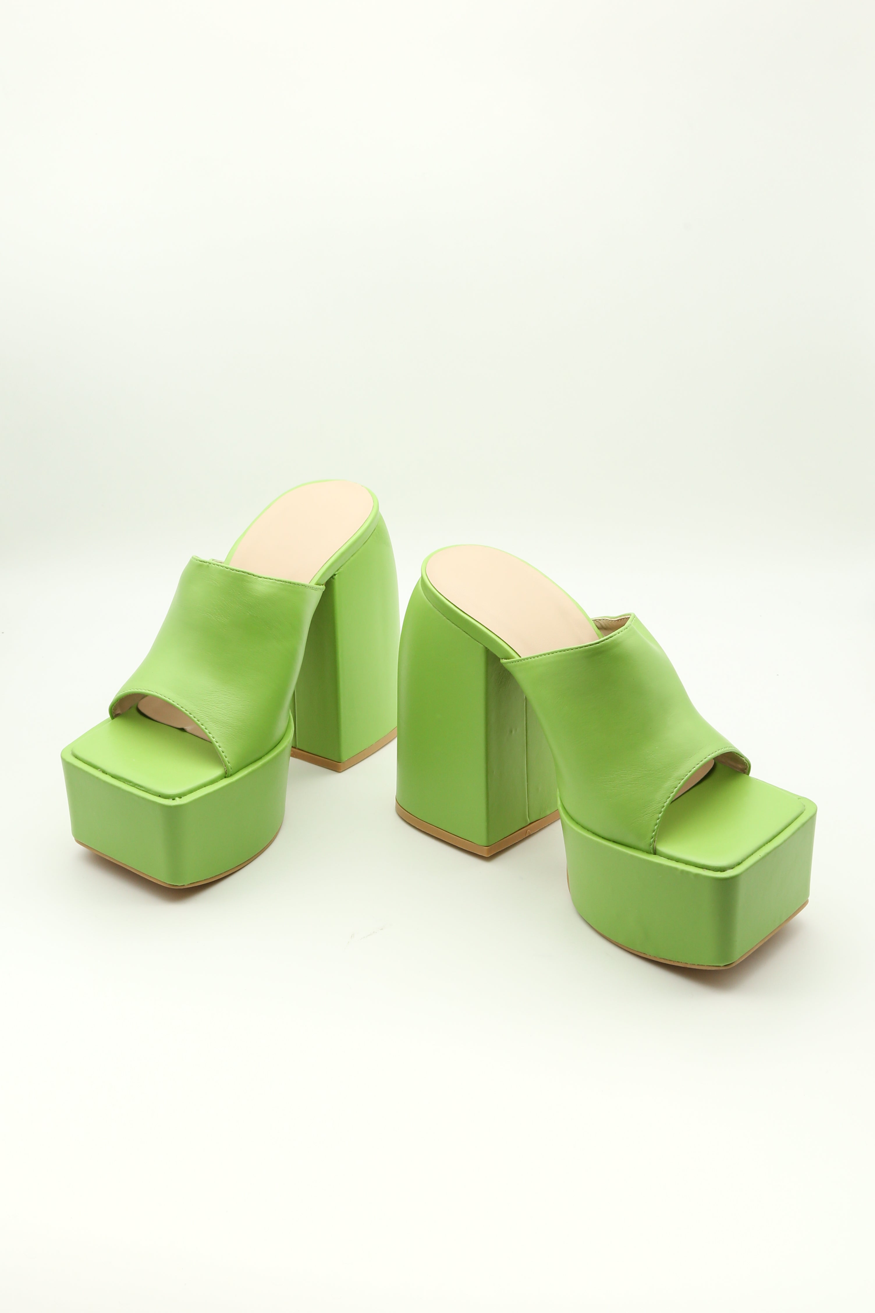 Green Open Toe Platform Heel